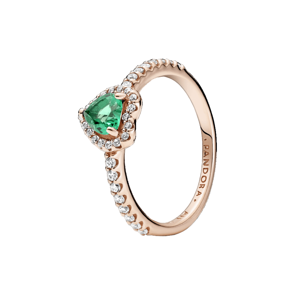 Anillo Promesa Oro Rosa Piedra Verde