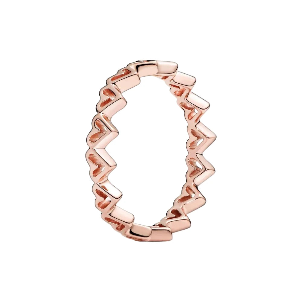 Anillo Corazones A Mano Alzada Oro Rosa Plata 925