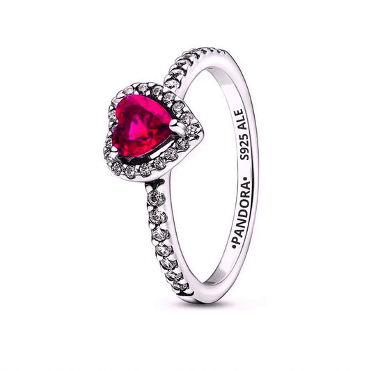Anillo Promesa Plata 925 Con Piedra Roja